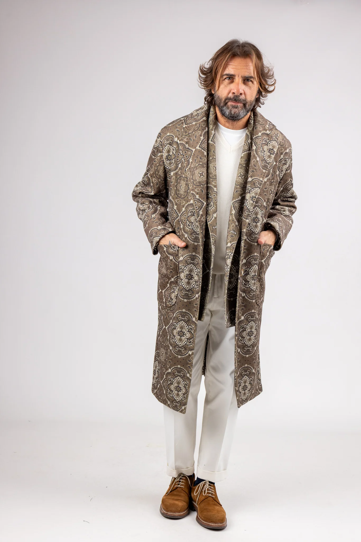 Cappotto Monopetto Over Fantasia Bandana - Image 3