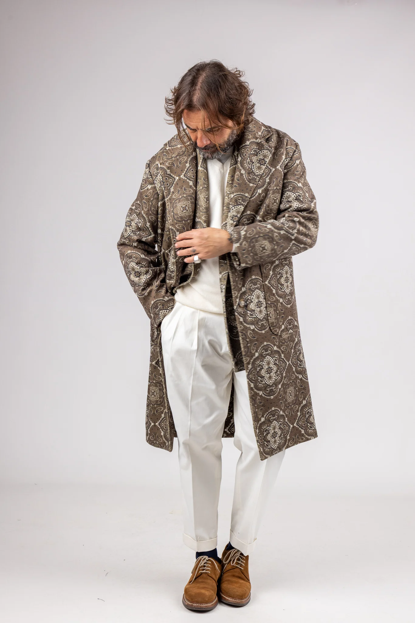 Cappotto Monopetto Over Fantasia Bandana - Image 4