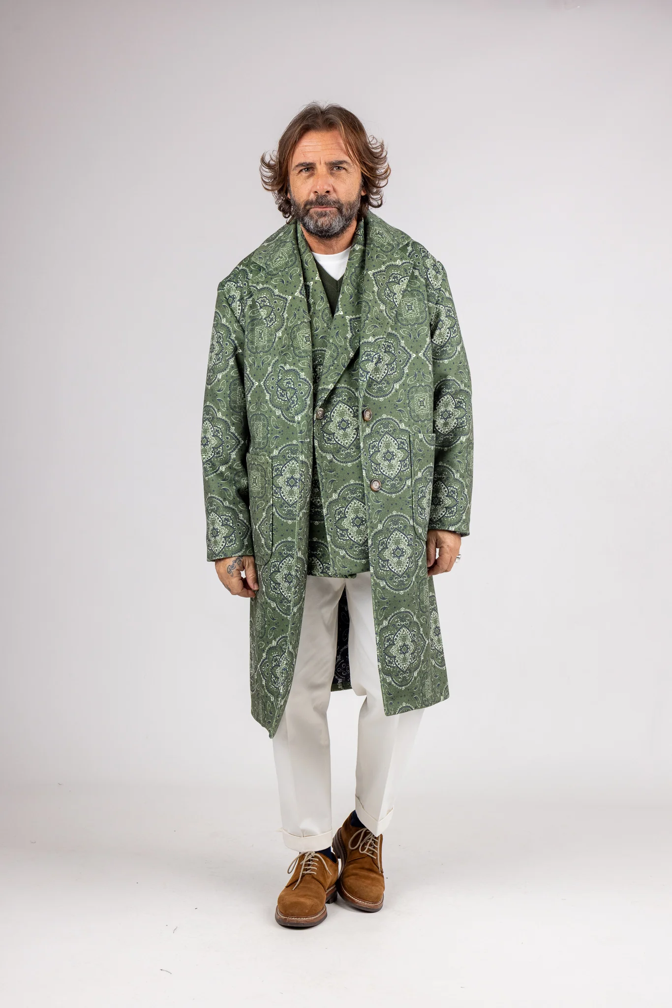 Cappotto Monopetto Over Fantasia Bandana - Image 5