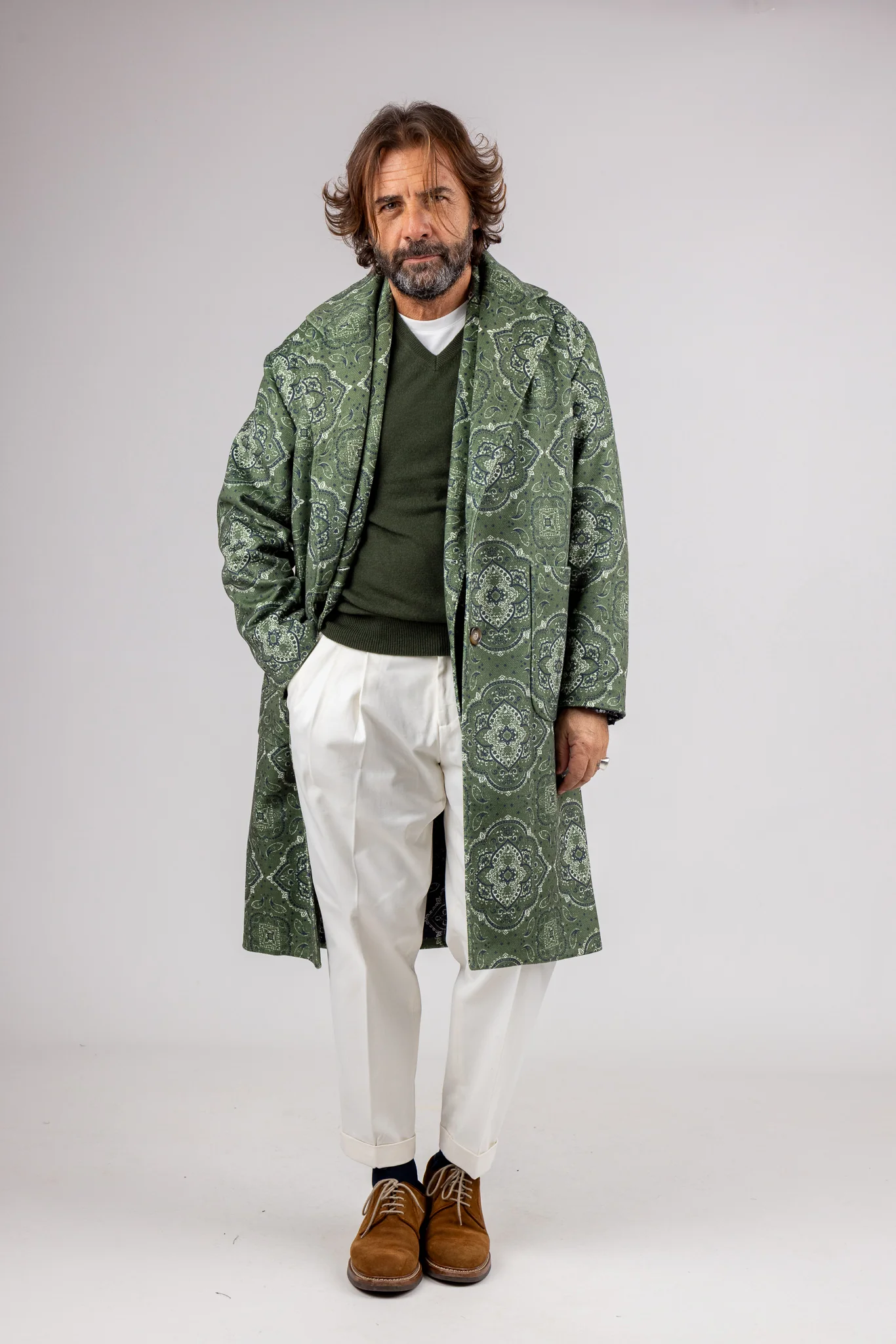 Cappotto Monopetto Over Fantasia Bandana - Image 6